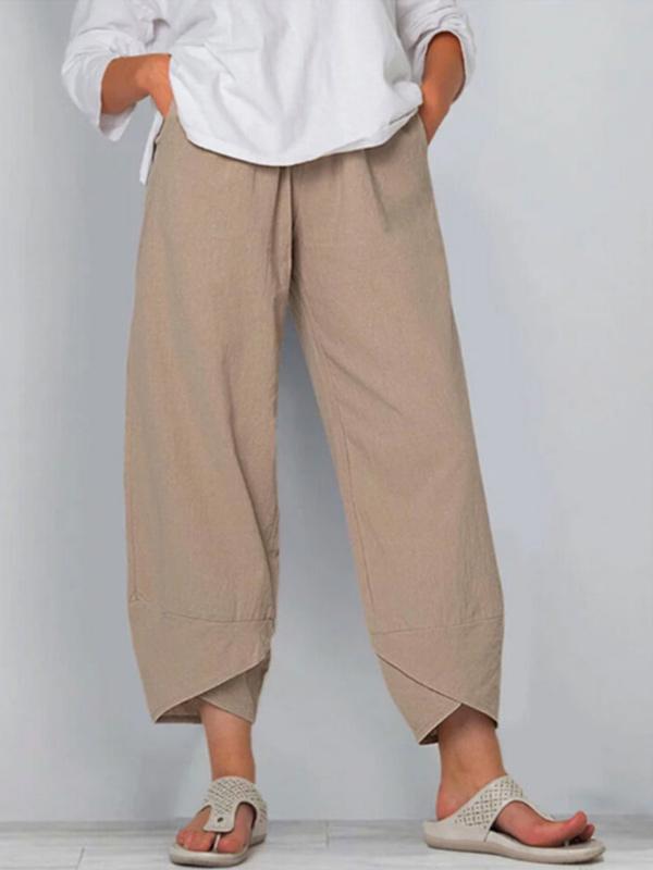 Women's loose cotton elastic waist wide-leg pants-DESTINY
