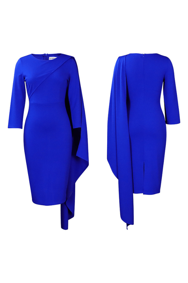 3/4 Sleeve Draped Side Bodycon Dress-DESTINY