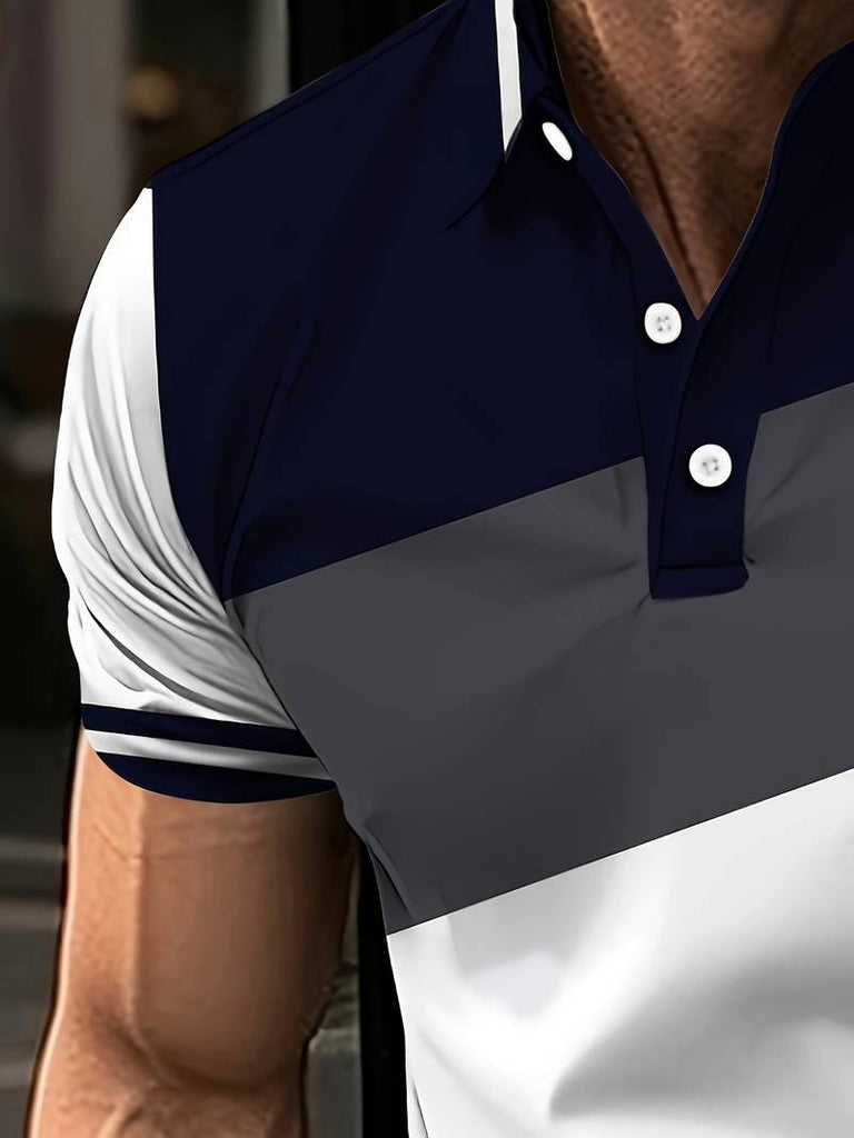 Liam – golf shirt with contrast color print-DESTINY