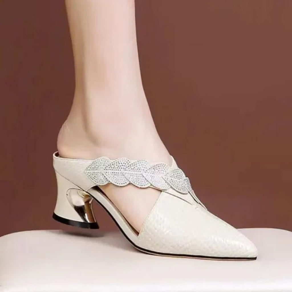 Lace mules with braided strap detail-DESTINY