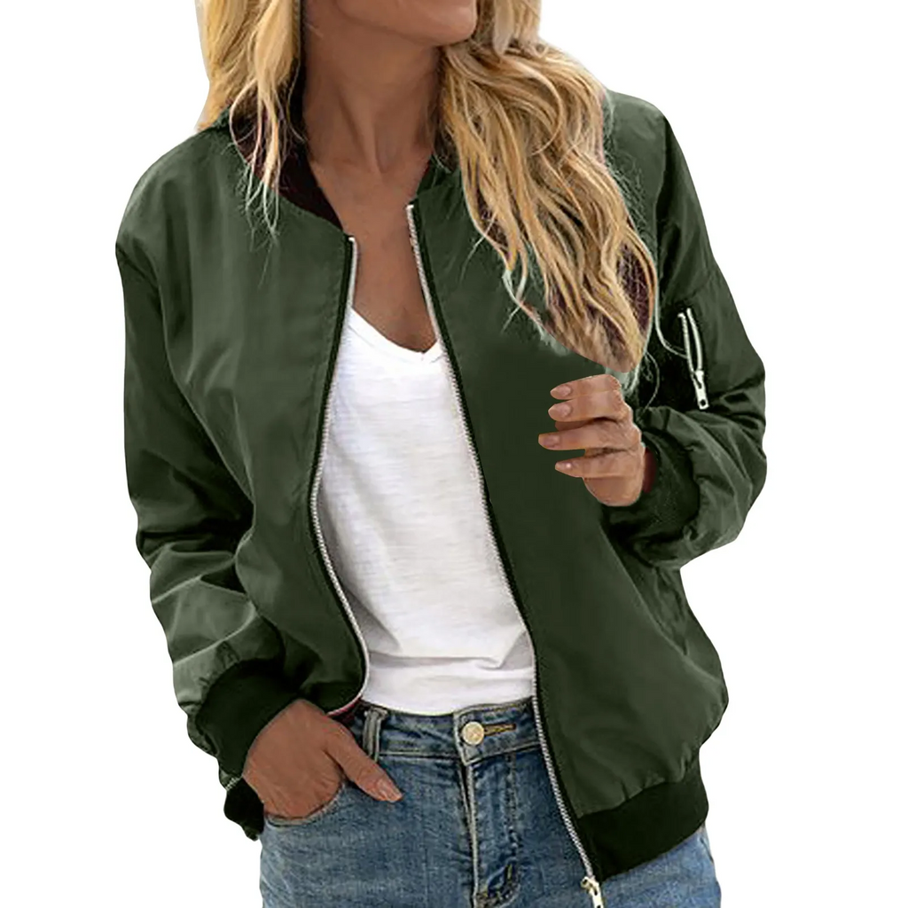 Lightweight bomber jacket with zip - Comfortable and versatile - Perfect for chilly days-DESTINY