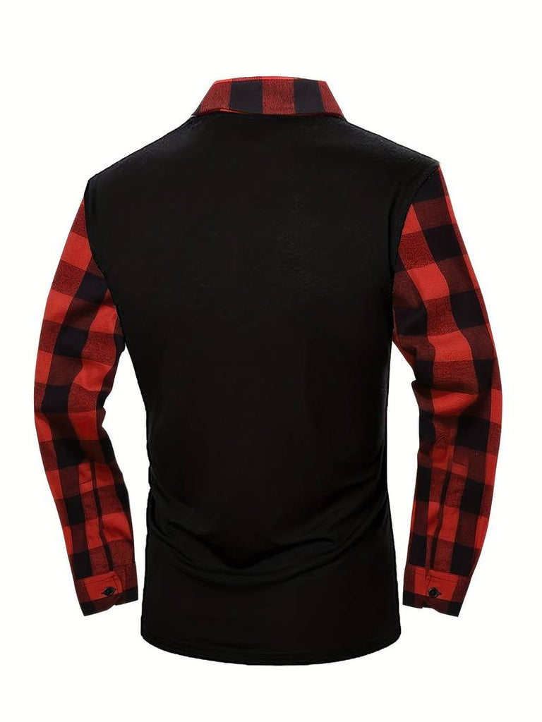 James long sleeve check flannel polo shirt-DESTINY