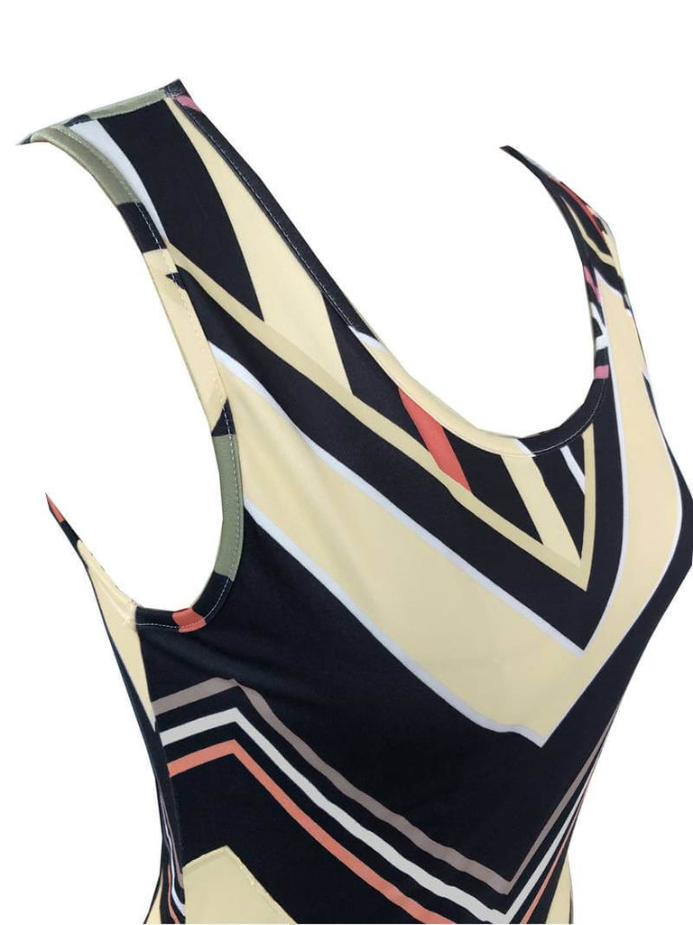 Wandra - Striped maxi dress with pattern-DESTINY