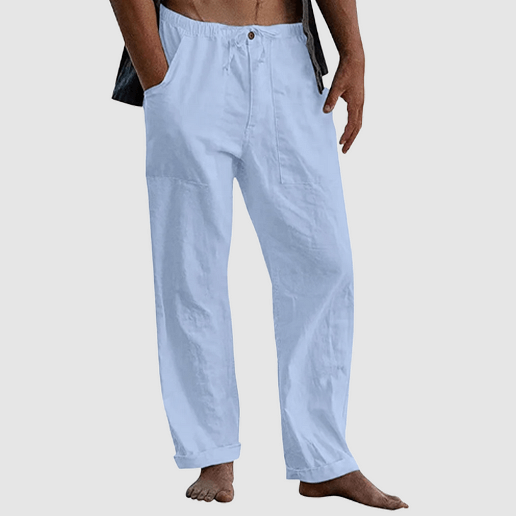 Filip - Linen beach trousers for men, loose fit-DESTINY