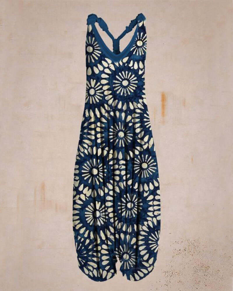 Beach Loose Plus Size Harem Pants Suspender Jumpsuit-DESTINY