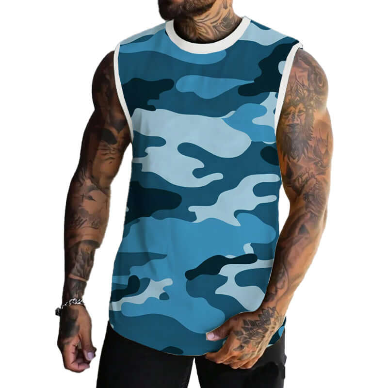 Men's Spring/Summer Printed Regular Fit Crew Neck Vest 11567669YM-DESTINY