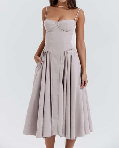 Victoria | Sleeveless midi dress with corset fit - Attractive fit-DESTINY