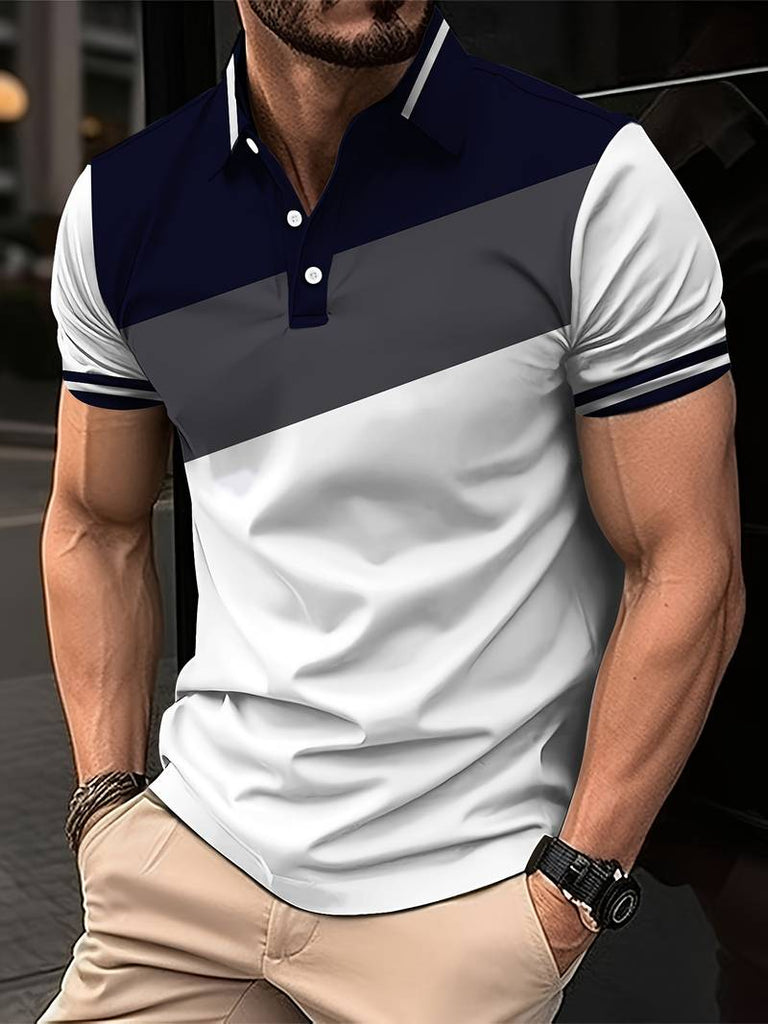 Liam – golf shirt with contrast color print-DESTINY