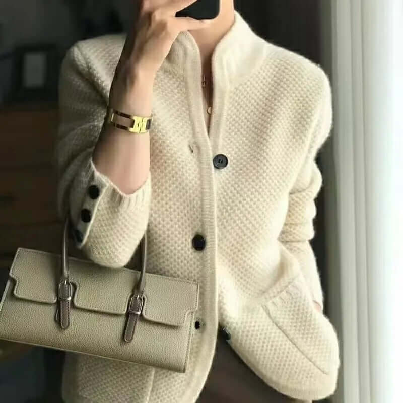 Women's wool-like thick sweater jacket-DESTINY