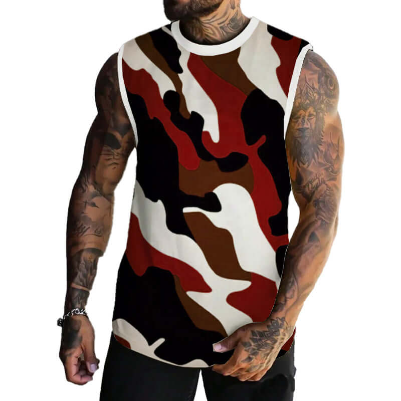 Men's Spring/Summer Printed Regular Fit Crew Neck Vest 11567669YM-DESTINY