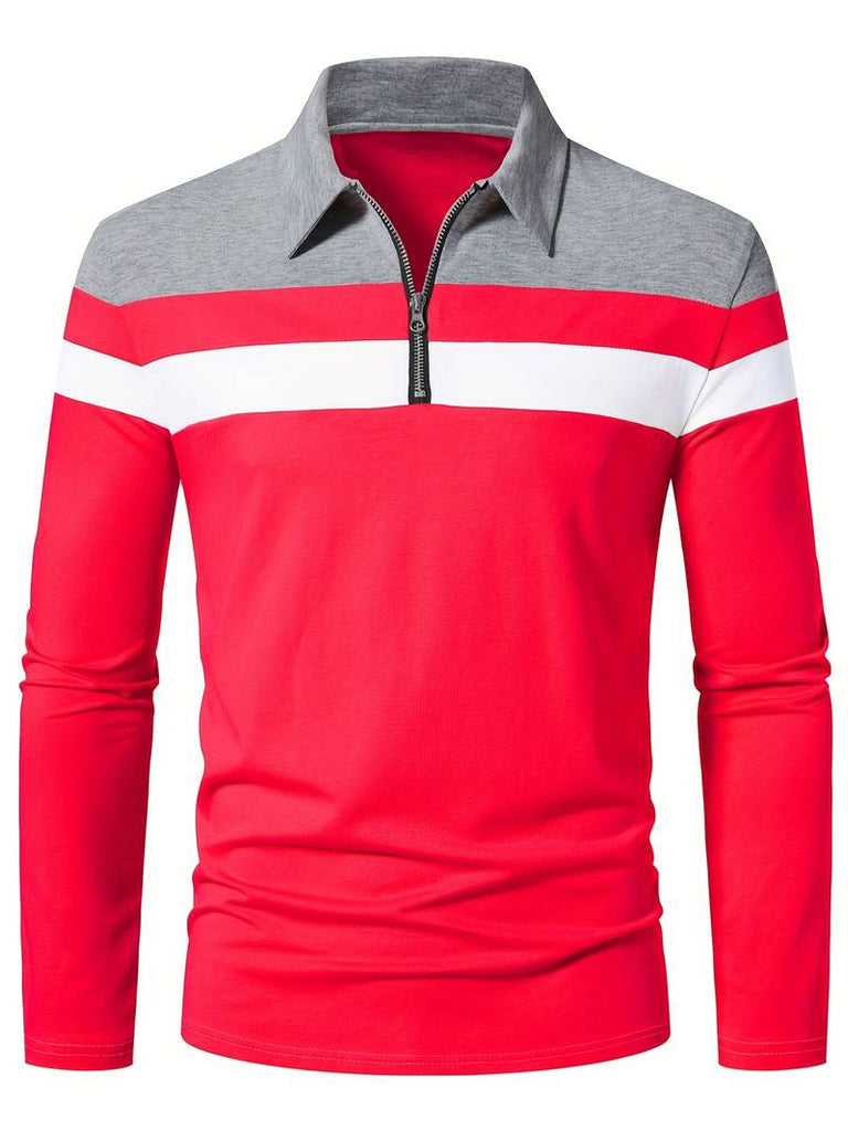 Ethan long sleeve zip polo shirt-DESTINY