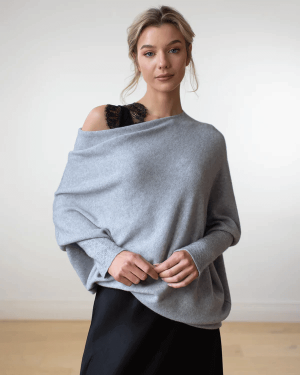 Comfy Sweater with elegant trim at the shoulder-DESTINY
