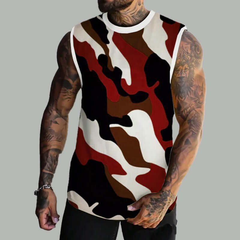 Men's Spring/Summer Printed Regular Fit Crew Neck Vest 11567669YM-DESTINY