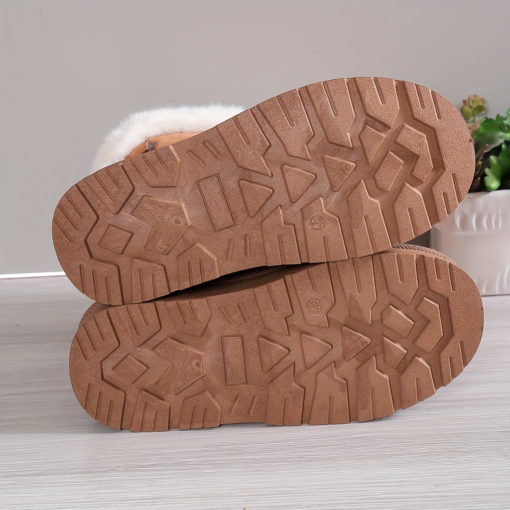 Stylish, thermo-lined plush boots with bow knot-DESTINY