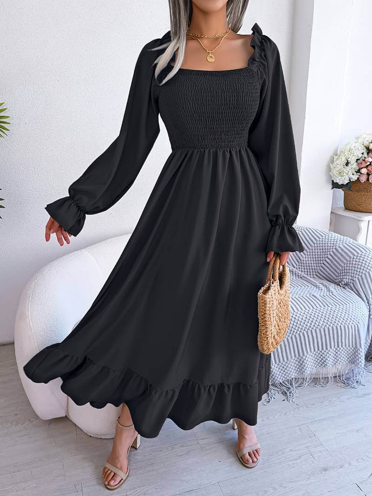 Georgiada - Plain Dress With Ruffles-DESTINY