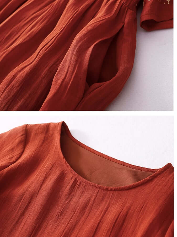 Cotton And Linen Embroidered Loose Dress-DESTINY