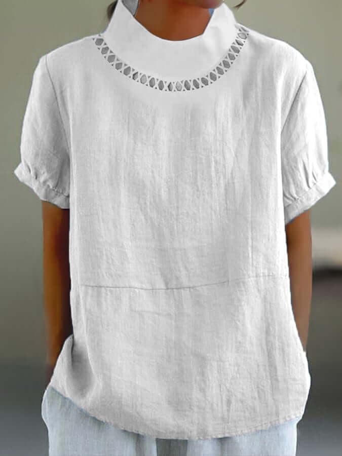 Solid Color Cotton And Linen Top-DESTINY