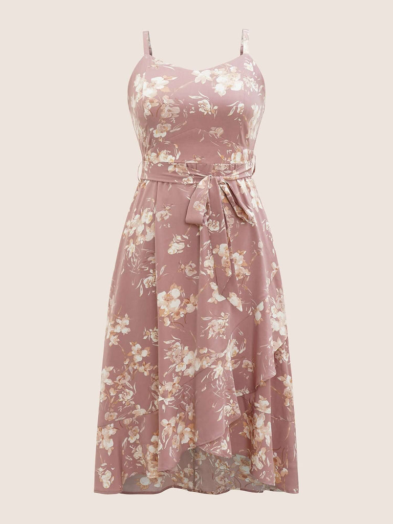 Floral Pocket Elastic Waist Adjustable Straps Dress-DESTINY