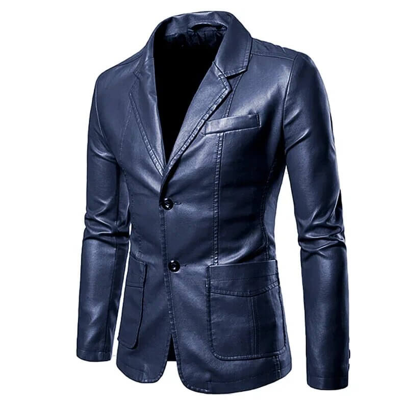 Harbert - Lapel vegan Leather Suit Jacket for Men-DESTINY