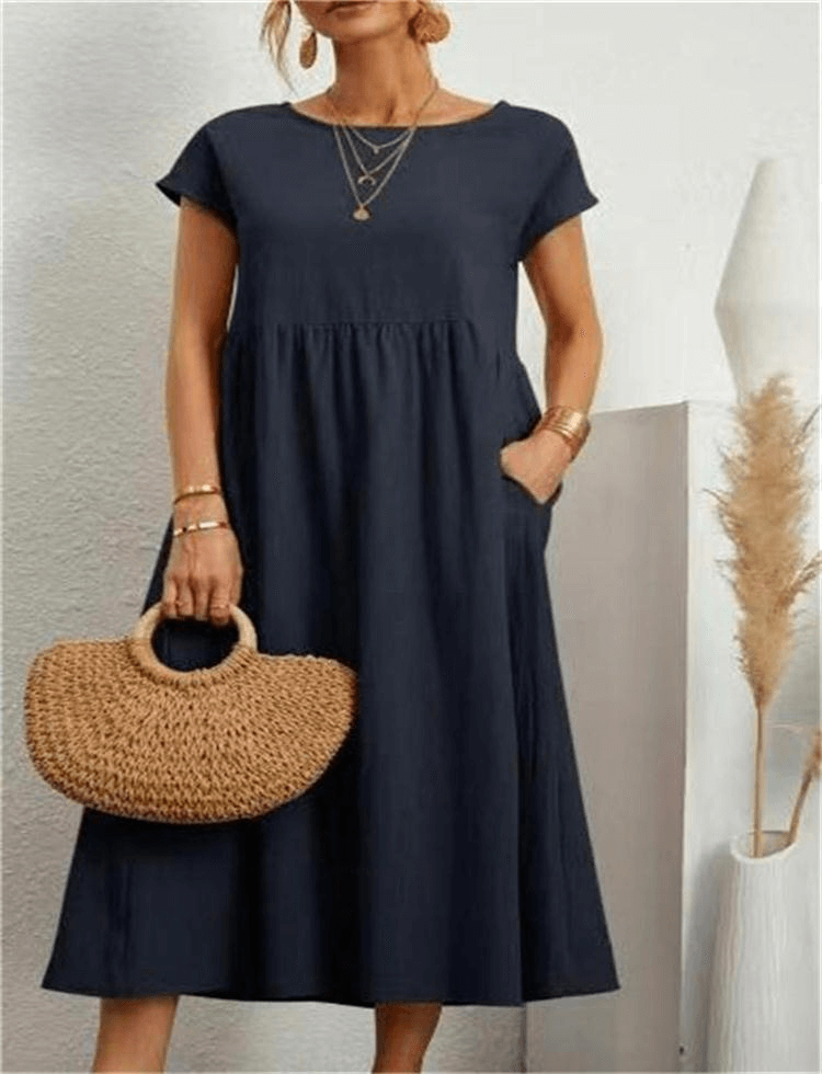 Solena - Casual, loose summer dress with pockets-DESTINY