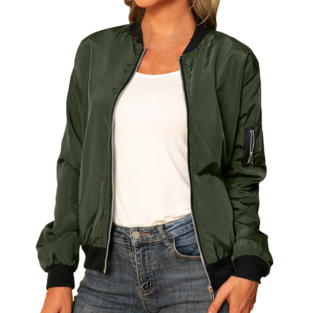 Lightweight bomber jacket with zip - Comfortable and versatile - Perfect for chilly days-DESTINY