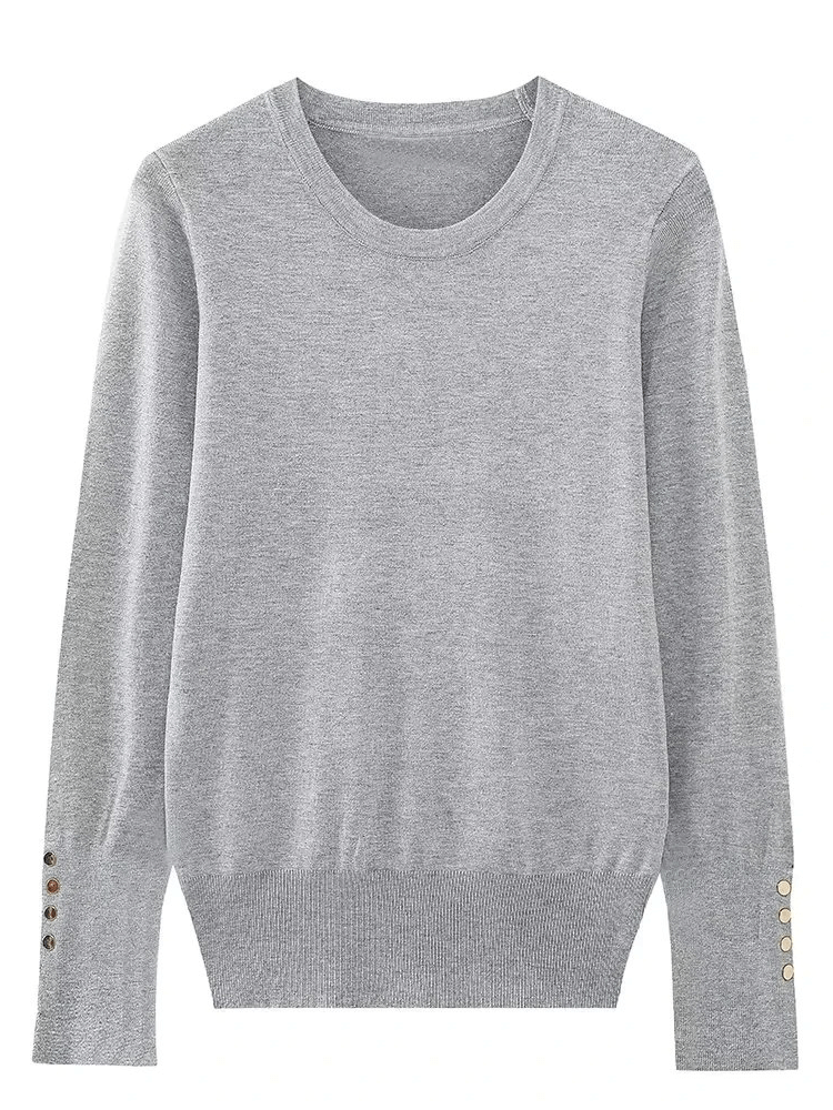 Fashionable Women's Sweater With Button Detail-DESTINY