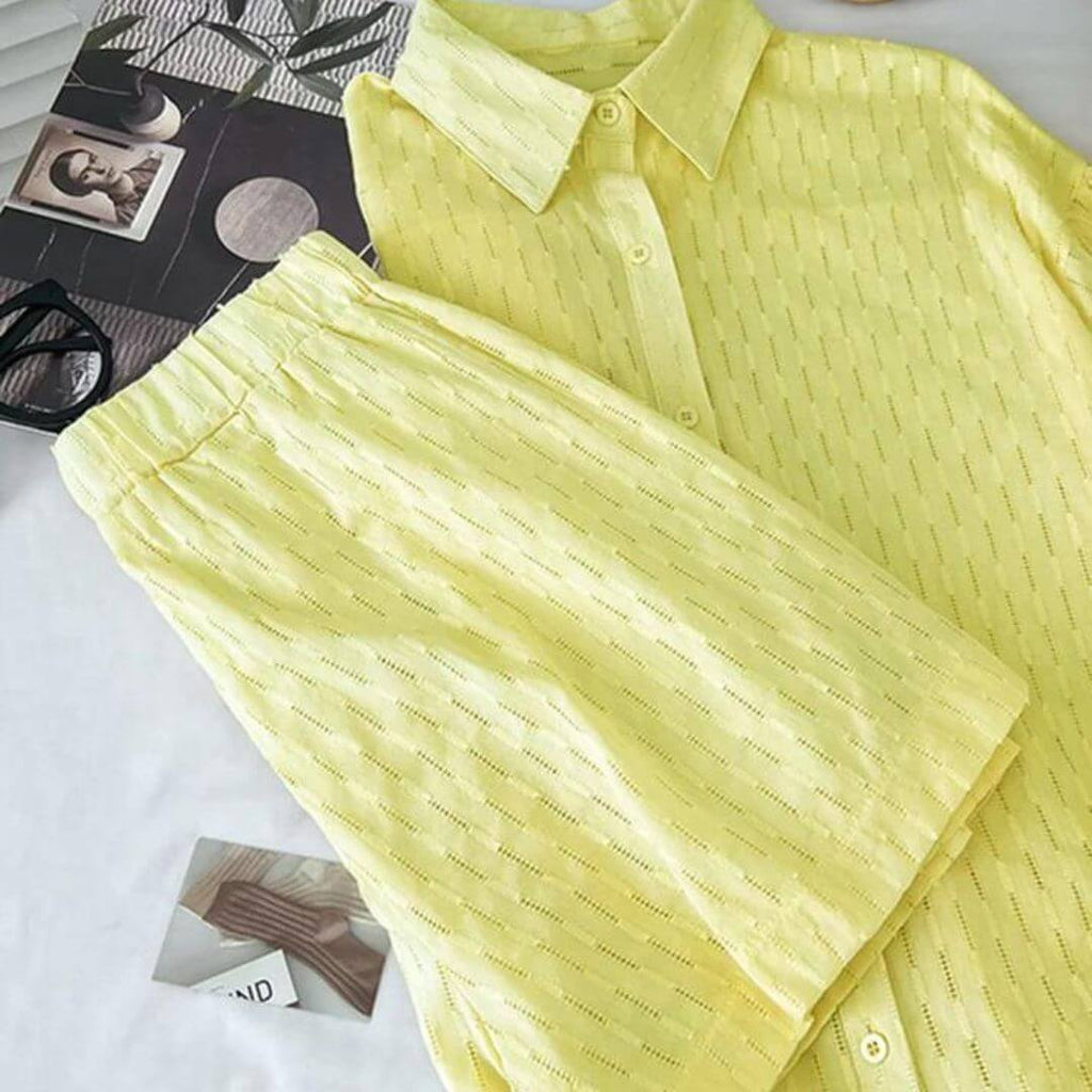 Jennie - Textured set with blouse and shorts-DESTINY