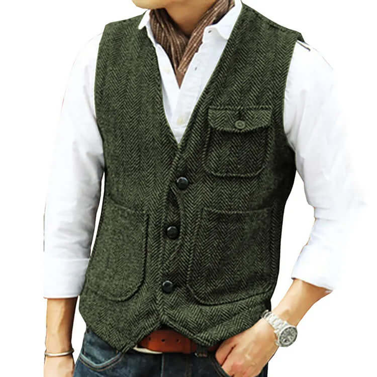 Alessandro - Men's suit cashmere-like single-breasted waistcoat-DESTINY