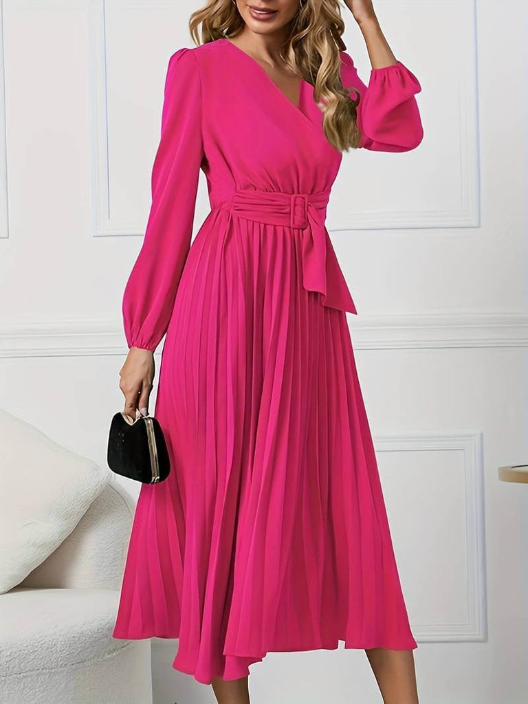 Ethereal - Pleated midi dress with belt-DESTINY