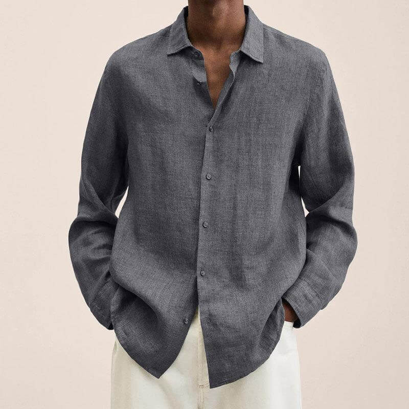 Finnian - Long-sleeved linen-like shirts for men-DESTINY