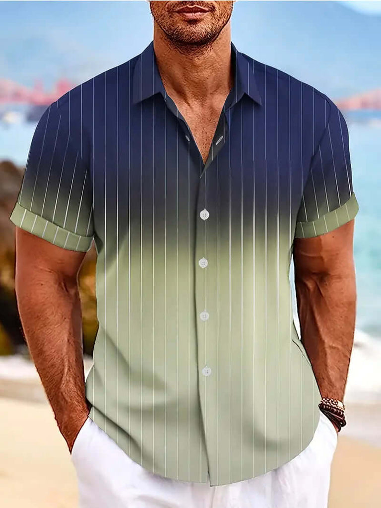 Christopher men's short sleeve gradient striped button down shirt for spring/summer-DESTINY