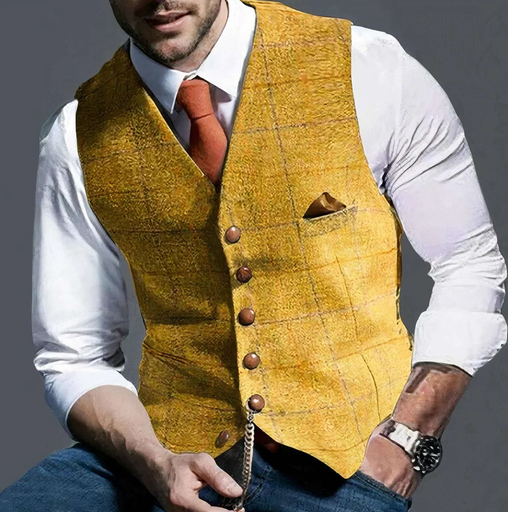 Elegant slightly checked waistcoat - Alexander-DESTINY