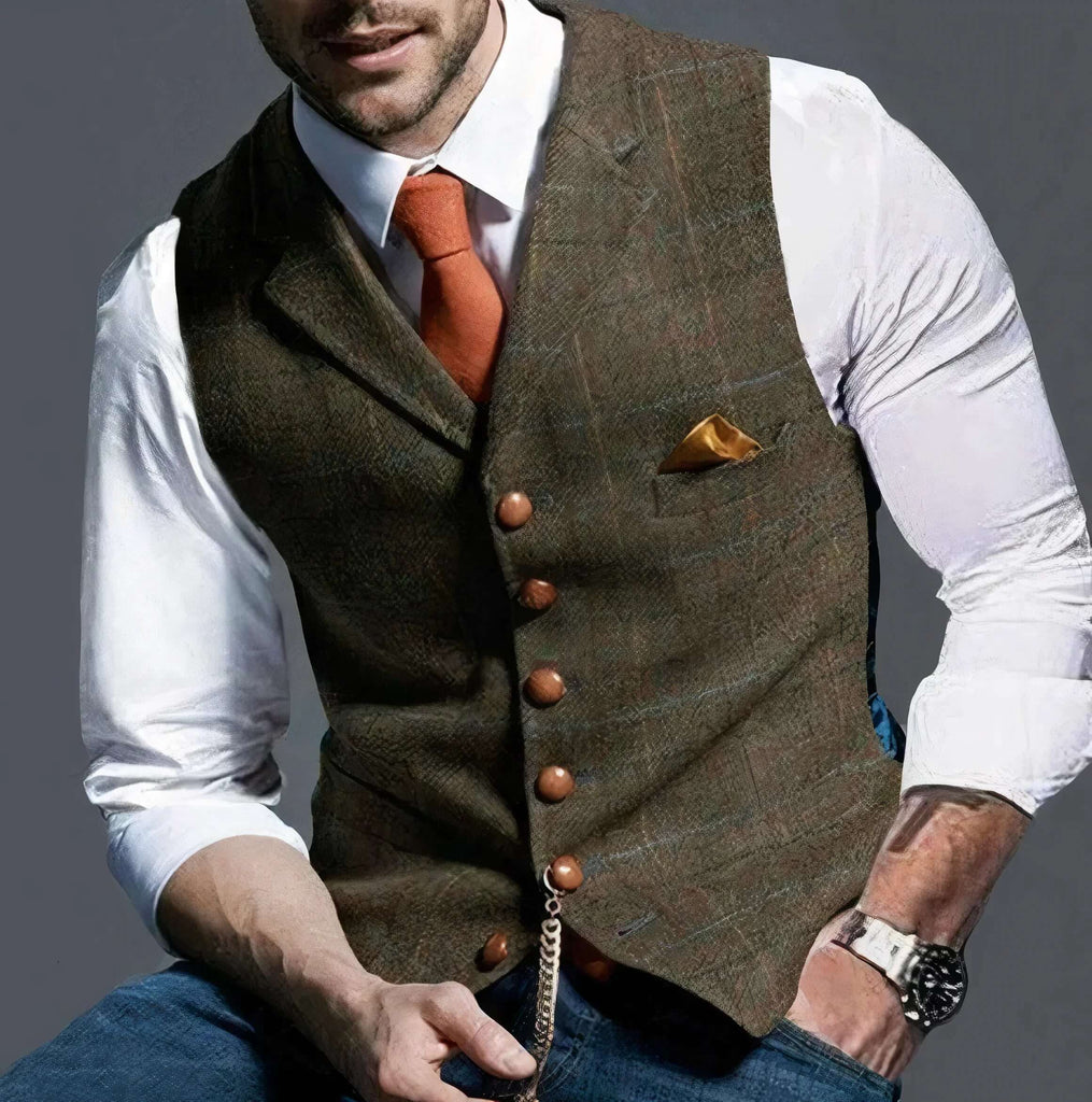 Elegant slightly checked waistcoat - Alexander-DESTINY