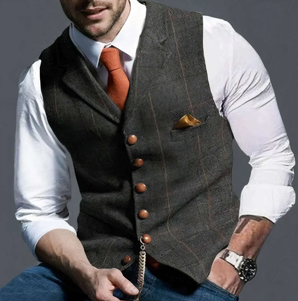 Elegant slightly checked waistcoat - Alexander-DESTINY
