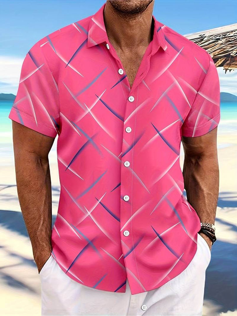 Adam – short-sleeved button-down shirt with a fashionable print-DESTINY