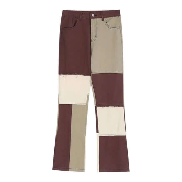 Kenton - Two-coloured trousers with straight cut and panels-DESTINY