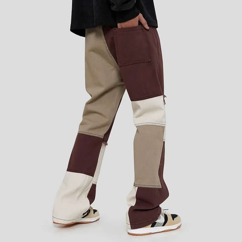 Kenton - Two-coloured trousers with straight cut and panels-DESTINY
