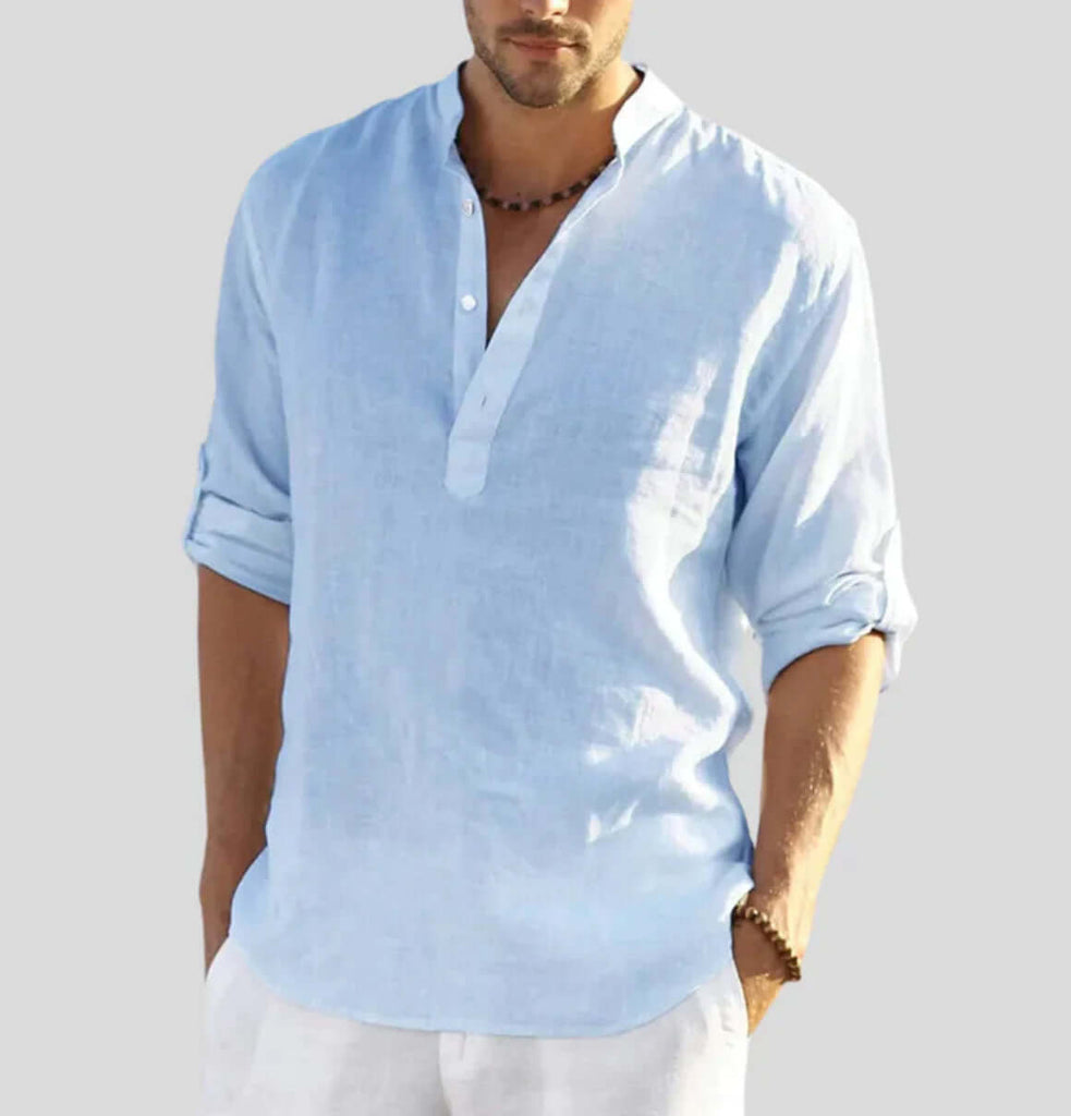 Adriano – elegant linen shirt with collar-DESTINY