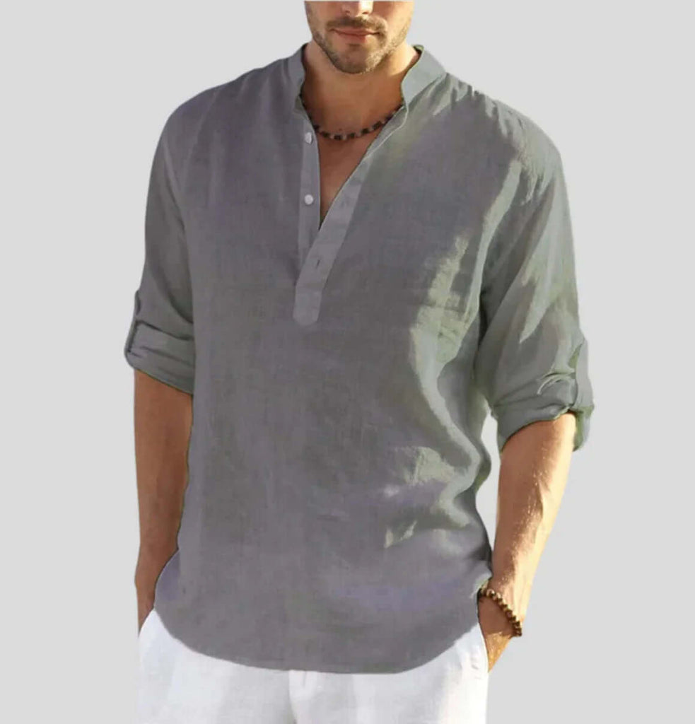 Adriano – elegant linen shirt with collar-DESTINY