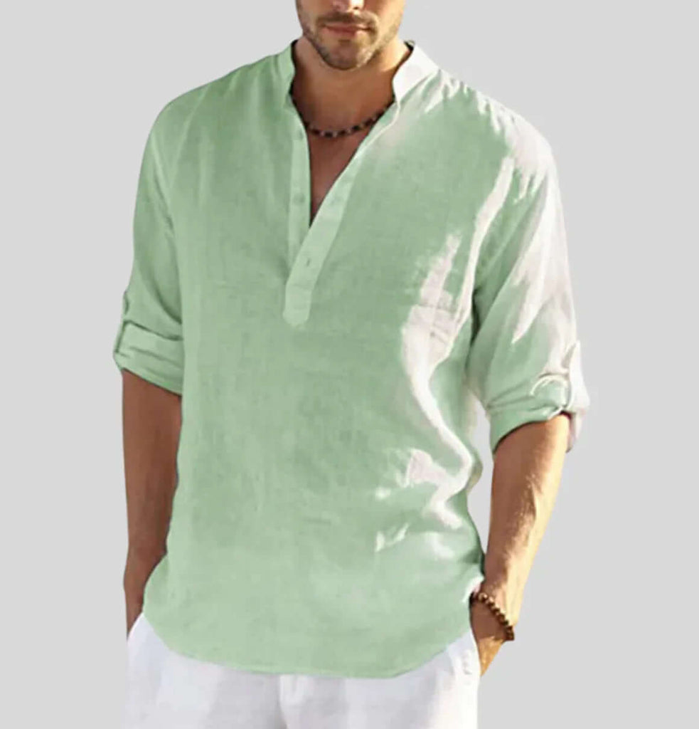Adriano – elegant linen shirt with collar-DESTINY