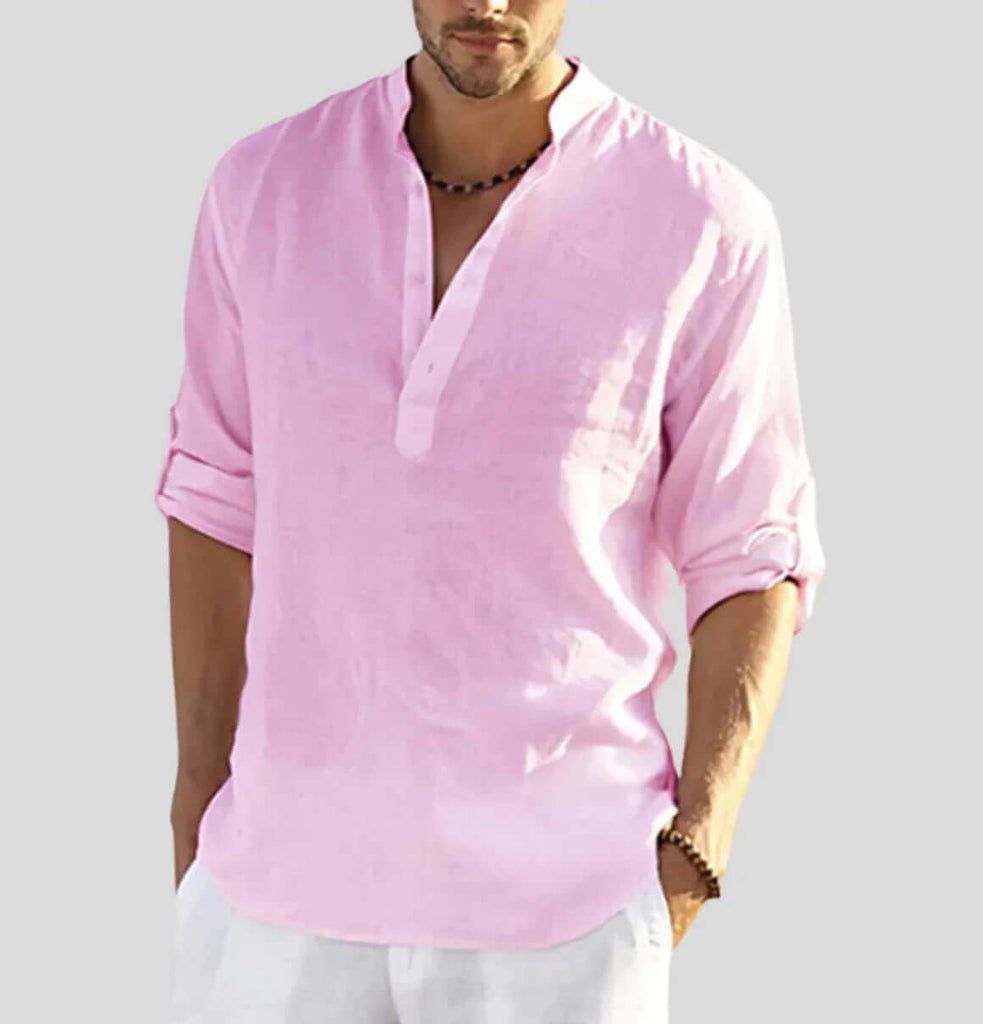 Adriano – elegant linen shirt with collar-DESTINY