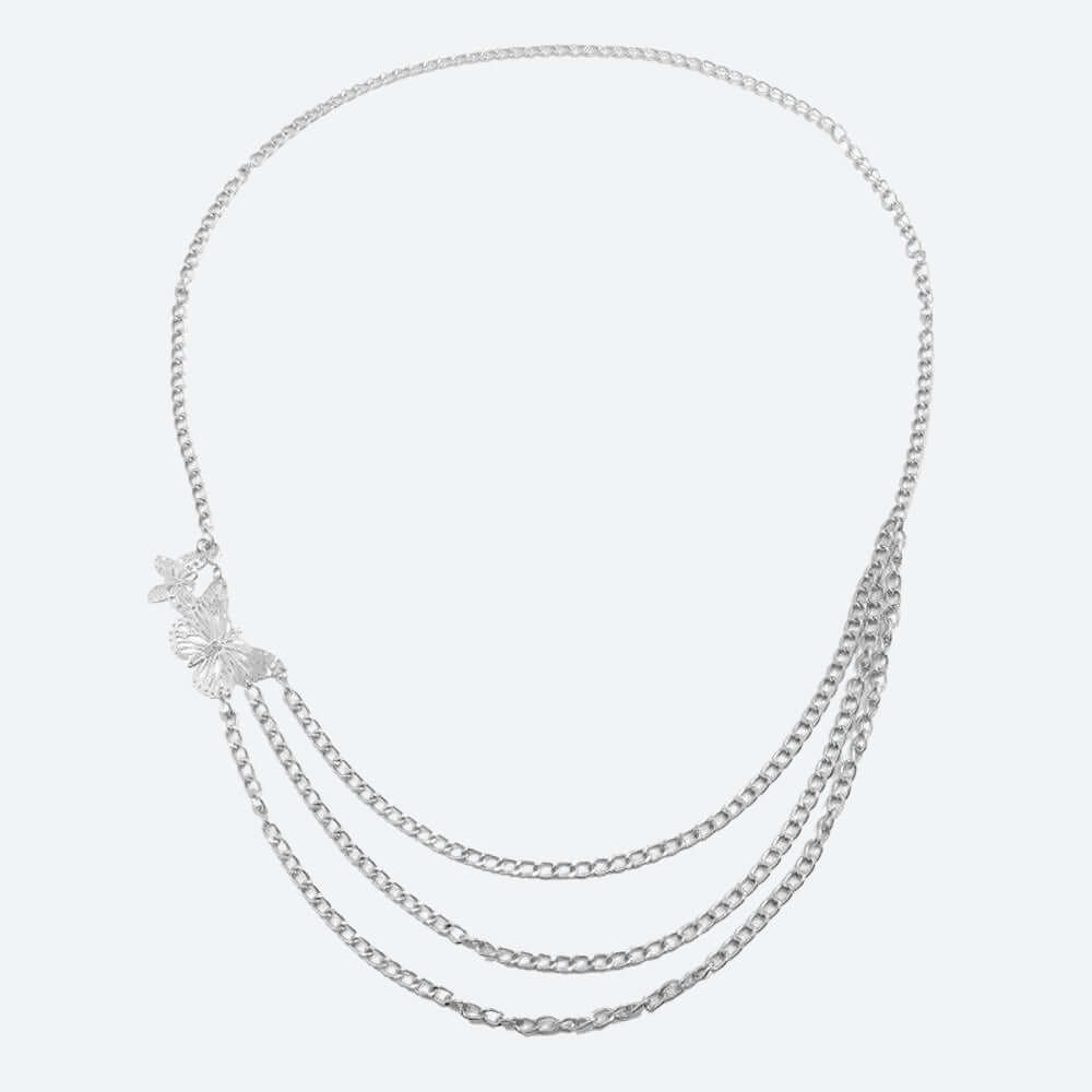 Helena - Multi-layered chain necklace with butterfly pendant-DESTINY