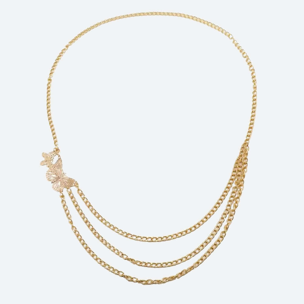 Helena - Multi-layered chain necklace with butterfly pendant-DESTINY