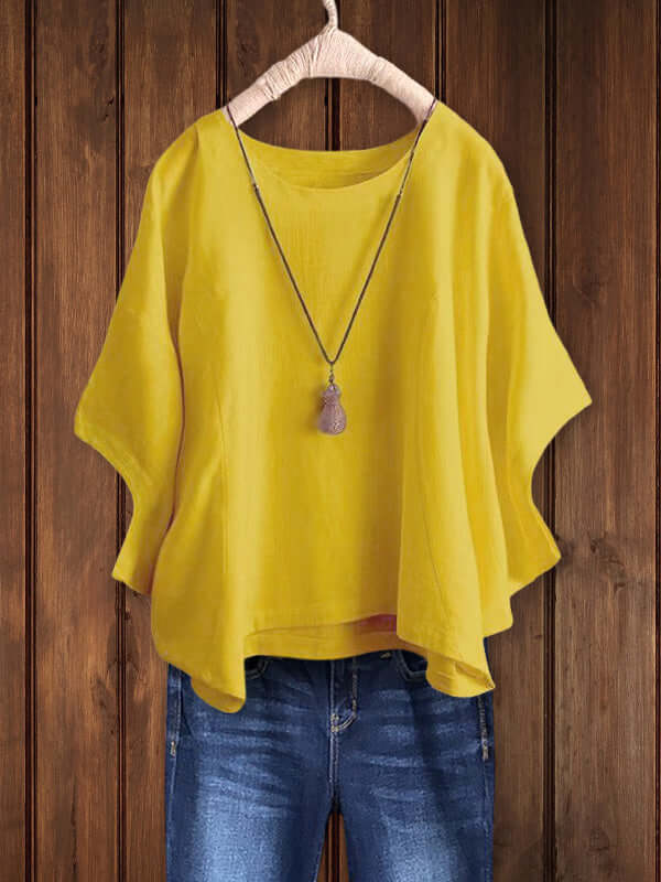 Relaxed Crew Neck Tunic Top-DESTINY