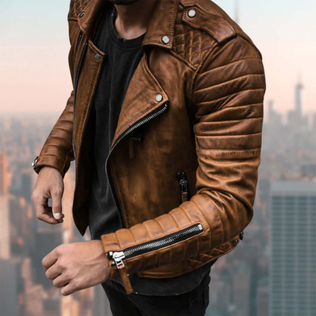 Cruz - Leather biker jacket-DESTINY