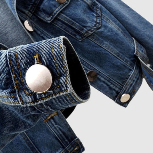 Stylish cropped denim jacket-DESTINY