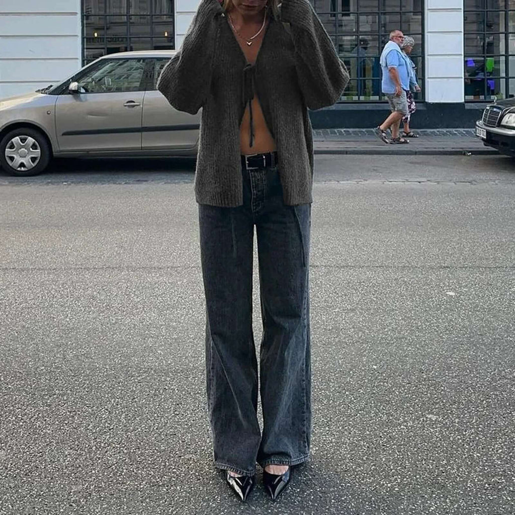 Alyssa - Cardigan with drawstring at the front-DESTINY