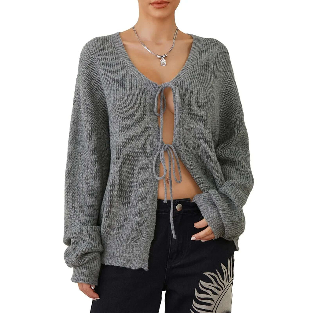 Alyssa - Cardigan with drawstring at the front-DESTINY