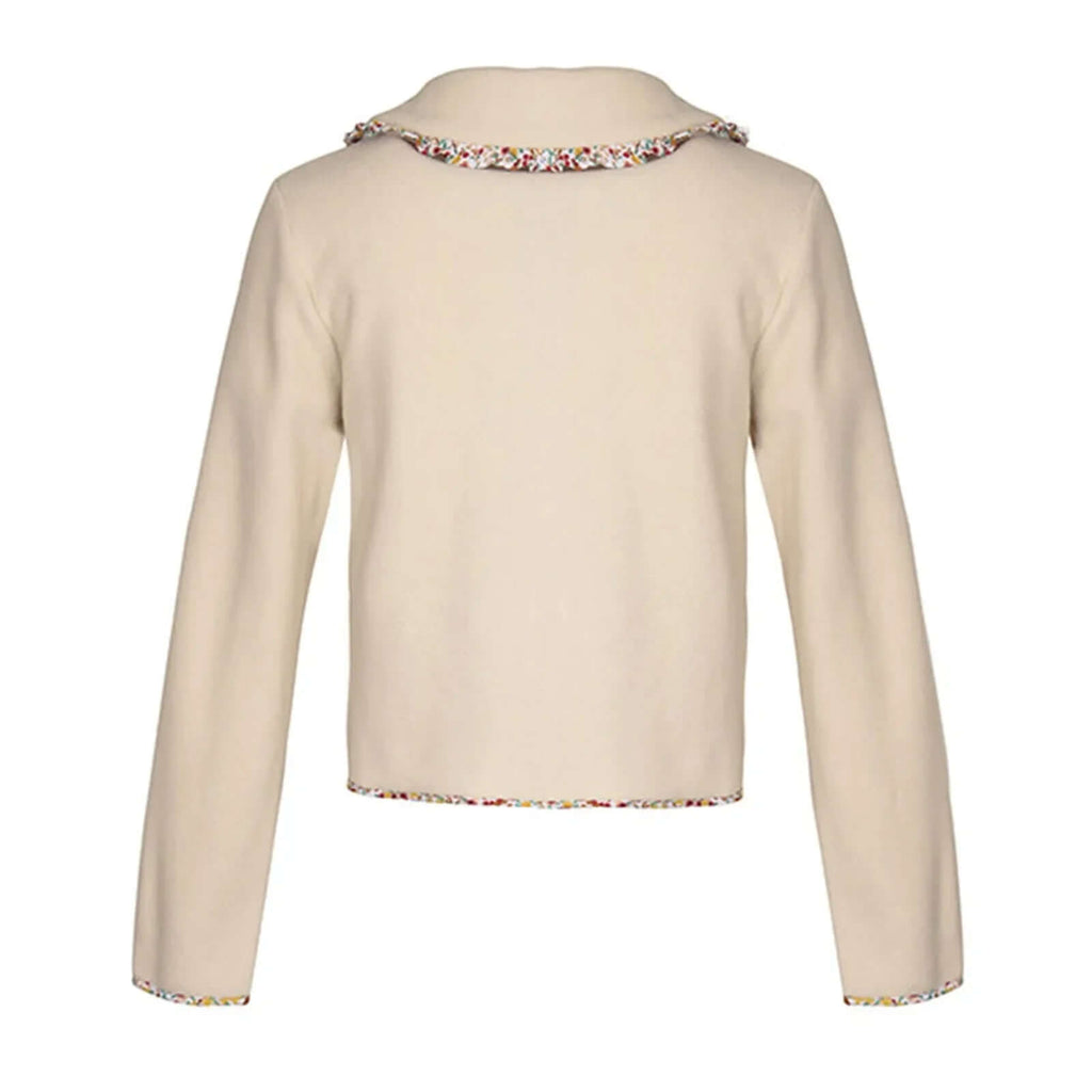 Rena - Button jacket with tweed trim and pearl details-DESTINY