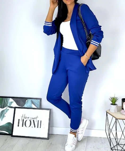 Spring Double Breasted Blazer Pantsuit-DESTINY